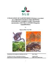 Utilization of earthworms (Perionix excavatus) as a proetin source for growing fingerling Marble gobi (Oxyeleotris marmoratus) and Tra catfish (Pangasius hypophthalmus) / Nguyen Huu Yen Nhi