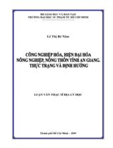 Công nghiệp hóa, hiện đại hóa nông nghiệp, nông thôn tỉnh An Giang thực trạng và định hướng : Luận văn Thạc sĩ Địa lí học : Mã số: 603195 / Lê Thị Bé Năm ; Hướng dẫn: Trần Văn Thông