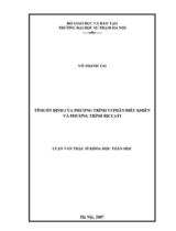 Tính ổn định của phương trình vi phân điều khiển và phương trình Riccati : Luận văn Thạc sĩ Khoa học Toán học / Võ Thành Tài