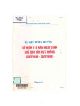 Tài liệu tuyên truyền kỷ niệm 110 năm ngày sinh Chủ tịch Tôn Đức Thắng (20/8/1888 - 20/8/1998)