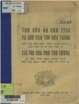 Thư của Hồ Chủ tịch và Chủ tịch Tôn Đức Thắng gửi Đại hội Phật giáo lần thứ III vầ lần thứ IV - Chỉ thị của Phủ Thủ tướng về việc chấp hành chính sách đối với cùa thờ Phật và tăng ni