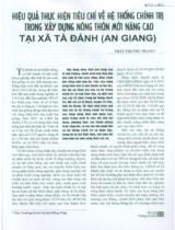 Hiệu quả thực hiện tiêu chí về hệ thống chính trị trong xây dựng nông thôn mới nâng cao tại xã Tà Đảnh (An Giang) / Trần Thị Thu Trang