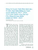 Đảng bộ huyện Tịnh Biên lãnh đạo, tổ chức thực hiện thắng lợi Nghị quyết nhiệm kỳ 2015 - 2020 và tổ chức thành công Đại hội Chi, Đảng bộ trực thuộc nhiệm kỳ 2020 - 2025 / Trương Hữu Tiền