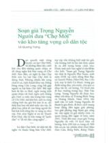 Soạn giả Trọng Nguyễn Người đưa "Chợ Mới" vào kho tàng vọng cổ dân tộc / Lê Quang Trạng